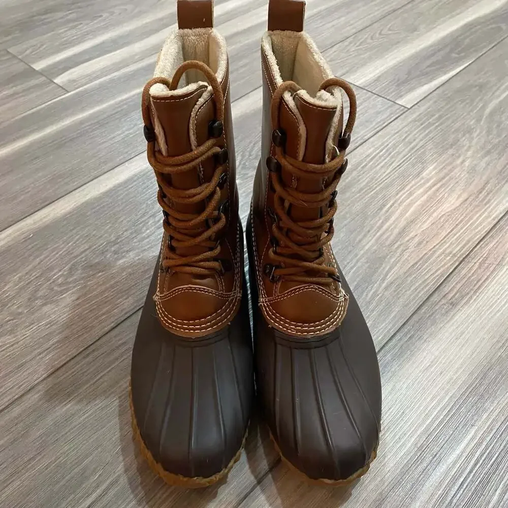 Esprit Harbour Women's Brown Faux Fur Lined Lace-Up Duck Boots Size 8M